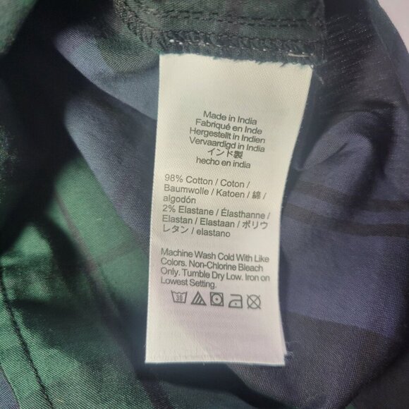 J.Crew Green & Navy Plaid Ruffle Collar Long Sleeve Button-Up Shirt Size  XS - Picture 4 of 8